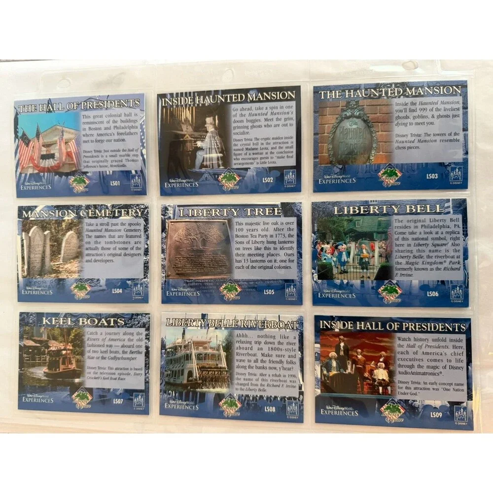 Walt Disney World Experiences Liberty Square 9 Card Set Complete with Sleeve